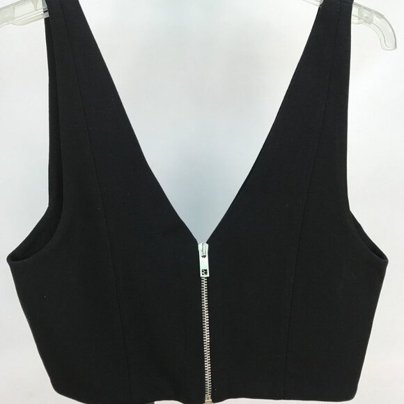 Zara Black Bralette Crop Top - Black Crop top with Zipper - Picture 6 of 8